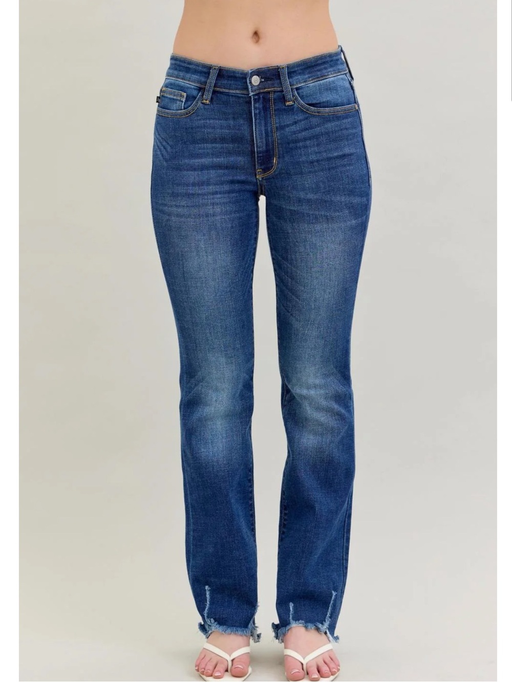 Judy Blue Raw Hem Bootcut Denim Jeans Mid Rise Size 11/30 JB82519DK